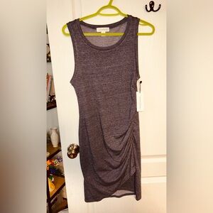 Treasure & Bond Sleeveless Heathered Charcoal Midi Dress